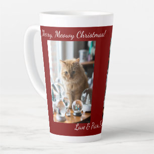 Cat Snow Globe, Image Names Text, Customize,  Latte Mug