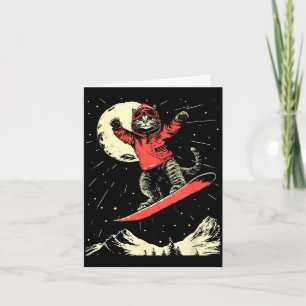 Cat snowboard ski lover for men women kids mountai card