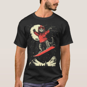 Cat snowboard ski lover for men women kids mountai T-Shirt