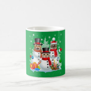 Cat Snowman Santa Christmas Light Cat Mom Cat Dad Coffee Mug