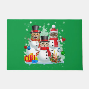Cat Snowman Santa Christmas Light Cat Mom Cat Dad Doormat