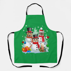 Cat Snowman Santa Christmas Light Cat Mum Cat Dad Apron