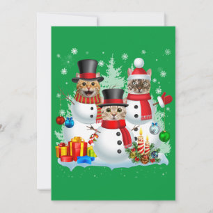 Cat Snowman Santa Christmas Light Cat Mum Cat Dad Invitation