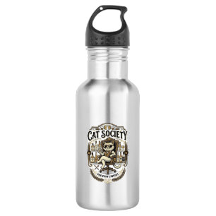 Cat Society Cat Alcohol Bar Humour Vintage Vector 532 Ml Water Bottle