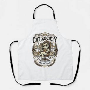 Cat Society Cat Alcohol Bar Humour Vintage Vector Apron