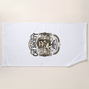 Cat Society Cat Alcohol Bar Humour Vintage Vector Beach Towel