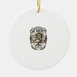 Cat Society Cat Alcohol Bar Humour Vintage Vector Ceramic Tree Decoration