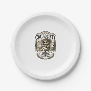 Cat Society Cat Alcohol Bar Humour Vintage Vector  Paper Plate