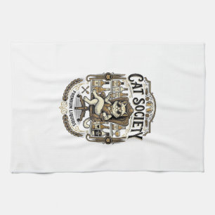 Cat Society Cat Alcohol Bar Humour Vintage Vector Tea Towel