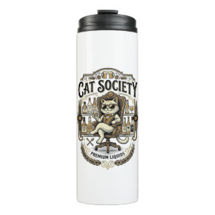 Cat Society Cat Alcohol Bar Humour Vintage Vector Thermal Tumbler