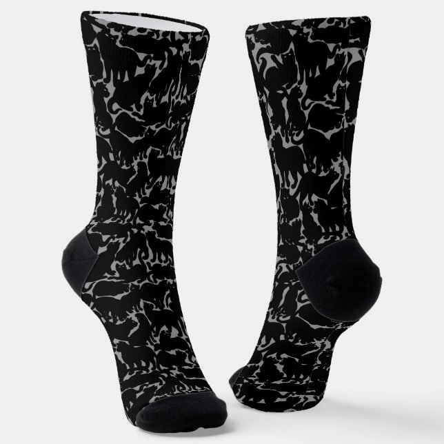 Cat Socks Cool Cat Art Socks Customise (Angled)