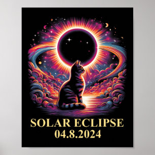 Cat Solar Eclipse 2024 Totality April 8 Men Women Poster