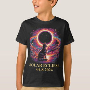 Cat Solar Eclipse 2024 Totality April 8 Men Women T-Shirt