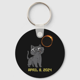 Cat Solar Eclipse 2024 Totality April 8 Women Men  Key Ring