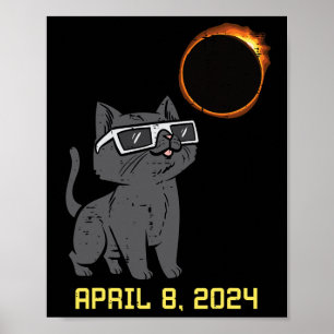 Cat Solar Eclipse 2024 Totality April 8 Women Men Poster