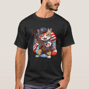 Cat Soldier American Firearms Guns Patriot T-Shirt