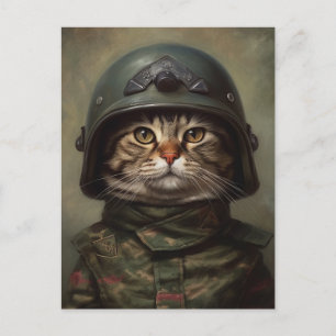 Cat Soldiers in Military Uniform Postcard