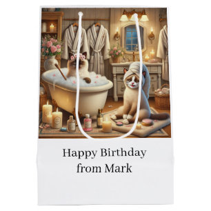 Cat Spa party for Siamese Cat Lovers Medium Gift Bag