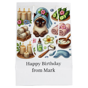 Cat Spa party for Siamese Cat Lovers Medium Gift Bag