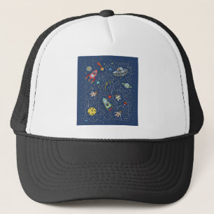 Cat Space Astronaut Rocket Maze Puzzle Mystery Trucker Hat