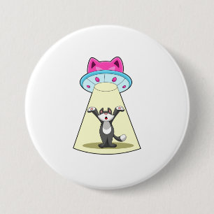 Cat Spaceship 7.5 Cm Round Badge