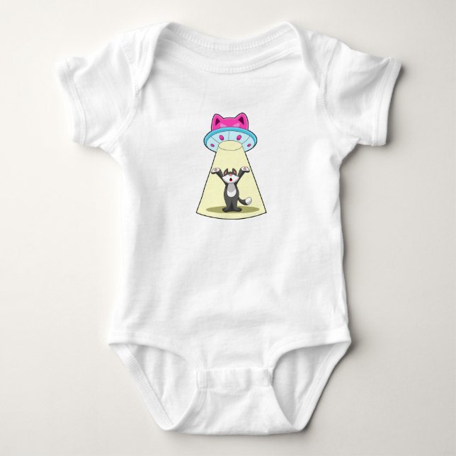 Cat Spaceship Baby Bodysuit (Front)