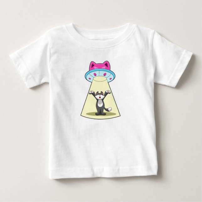 Cat Spaceship Baby T-Shirt (Front)