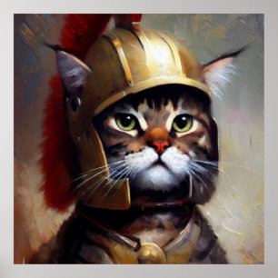 Cat Spartan Soldier Poster