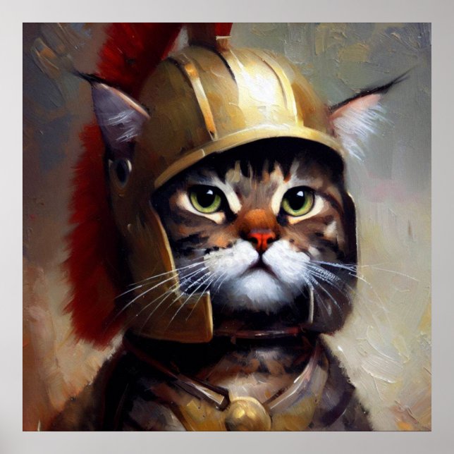 Cat Spartan Soldier Poster (Front)