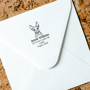 Cat Sphinx Return Address  Rubber Stamp