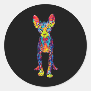 Cat Sphynx Funny Cat Lover Gifts For Men  Classic Round Sticker