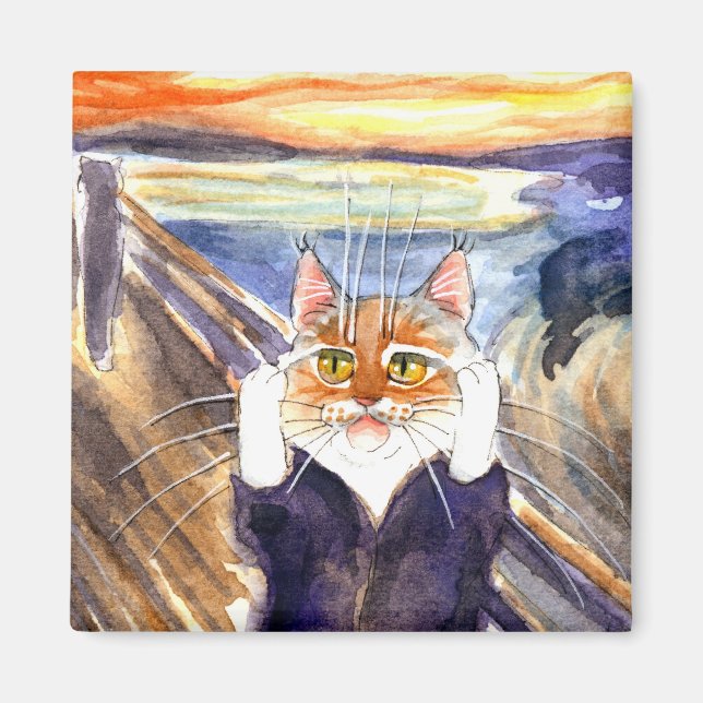 Cat spoof magnet, Edvard Munch's The Scream Magnet (Front)