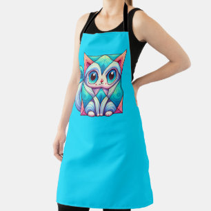 Cat Square Illustration Plate, Cat with Big Eyes Apron