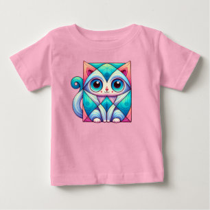 Cat Square Illustration shirt, Cat with Big Eyes Baby T-Shirt