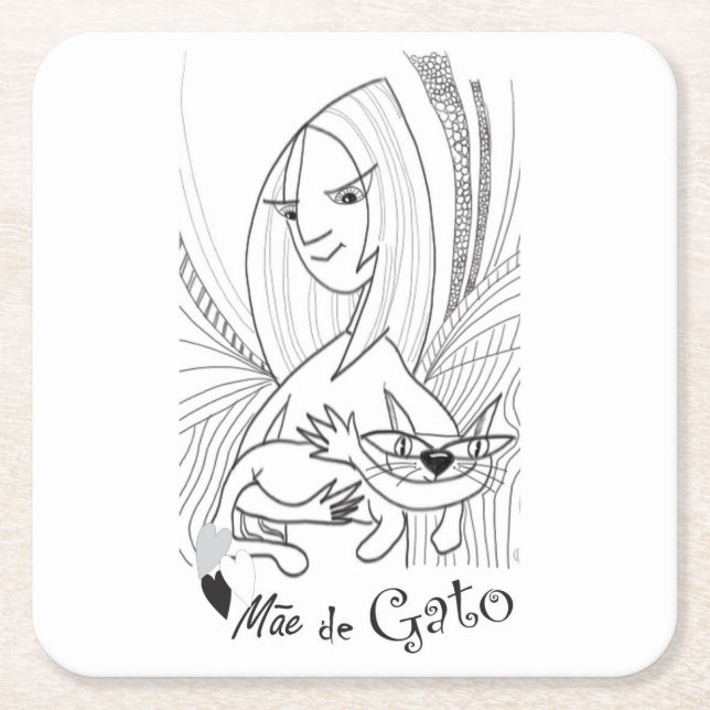 Cat Square Paper Coaster (Front)