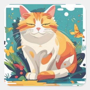 Cat Square Sticker
