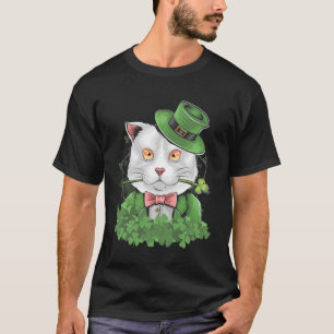 Cat St Patrick s Day Shamrock irish Leprechaun Kit T-Shirt