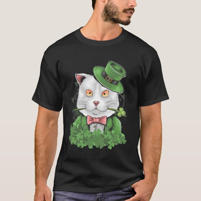 Cat St Patrick s Day Shamrock irish Leprechaun Kit T-Shirt (Front)
