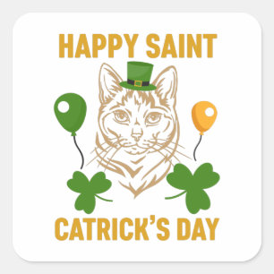 Cat St. Patrick's Day for Cat Lover Square Sticker