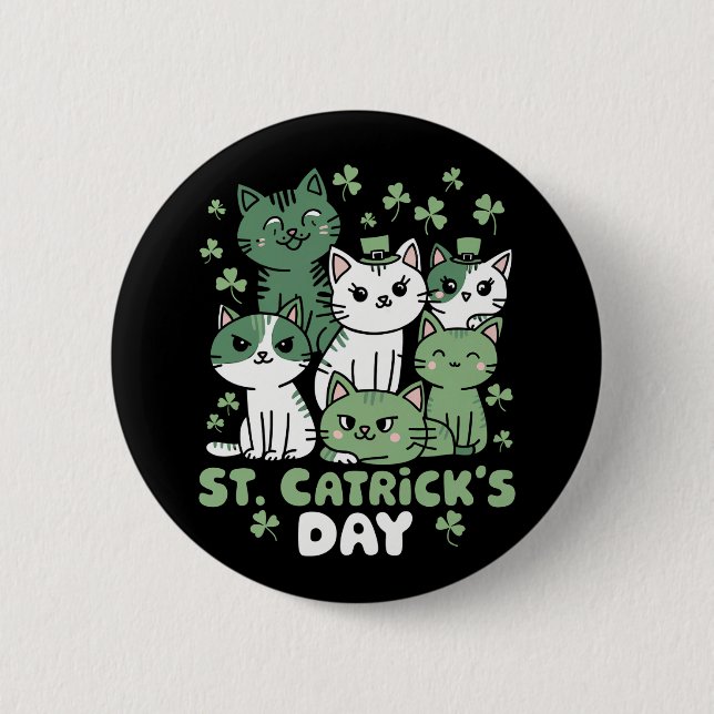 Cat St Patrick's Day Funny Catrick's Day 6 Cm Round Badge (Front)