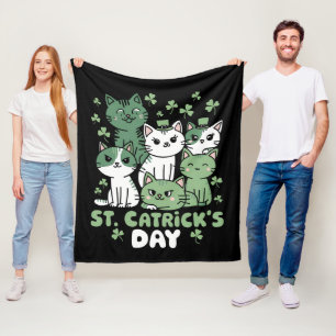 Cat St Patrick's Day Funny Catrick's Day Fleece Blanket