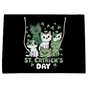 Cat St Patrick's Day Funny Catrick's Day Large Gift Bag