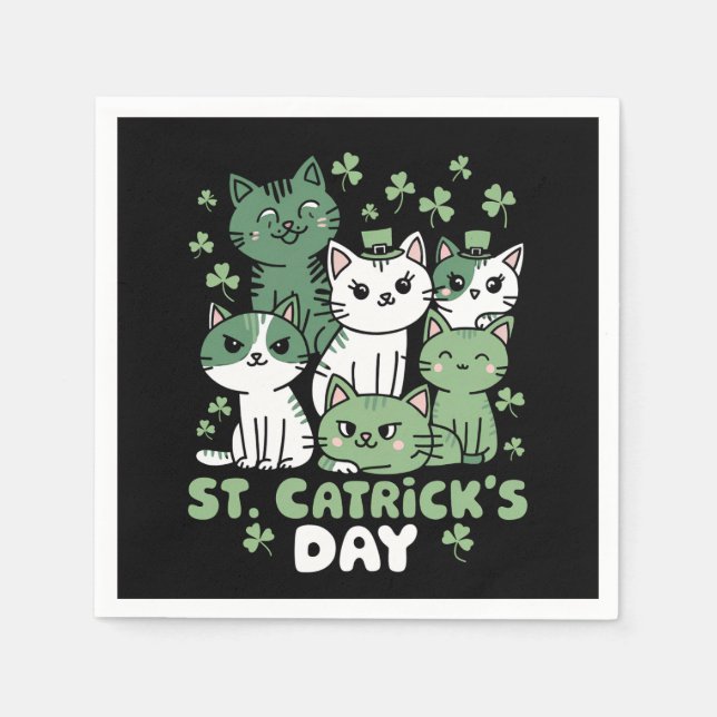 Cat St Patrick's Day Funny Catrick's Day Napkin (Front)