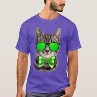 Cat St Patricks Day Kitty Kitten Lovers Sunglasses T-Shirt