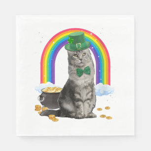Cat St Patricks Day Leprechaun Costume Shamrock Gi Napkin