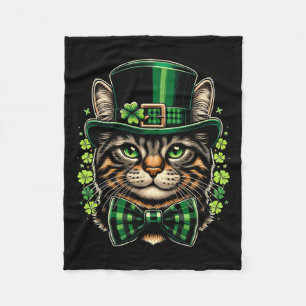 Cat St Patricks Day Men Women Kids Happy St Catric Fleece Blanket