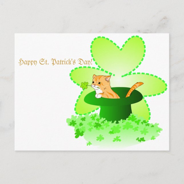 Cat St. Patrick's Day Postcard (Front)