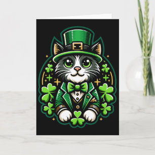 Cat St Patricks Day Shamrock For Men Women Celebra Card
