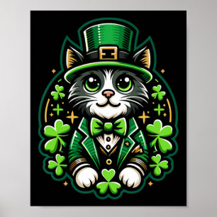 Cat St Patricks Day Shamrock For Men Women Celebra Poster