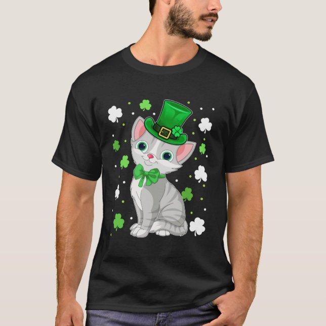Cat St Patricks Day Women Kids Leprechaun Cat Sham T-Shirt (Front)